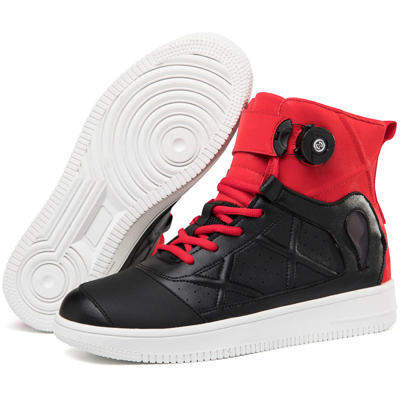 Futuristic Sneakers - Sleek Leather High-Top Sneakers