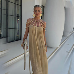 Pleated Maxi Dress - Stylish Statement Piece