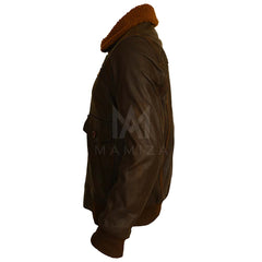 Men's Leather Aviator Jacket with Fur Collar - Vintage Style