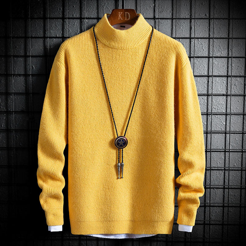 Textured Knit Mock Neck Sweater with Graphic Branding