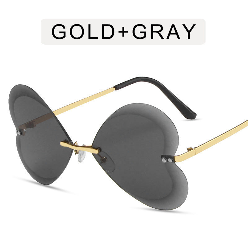 Stylish Rimless Round Sunglasses with Metal Accents