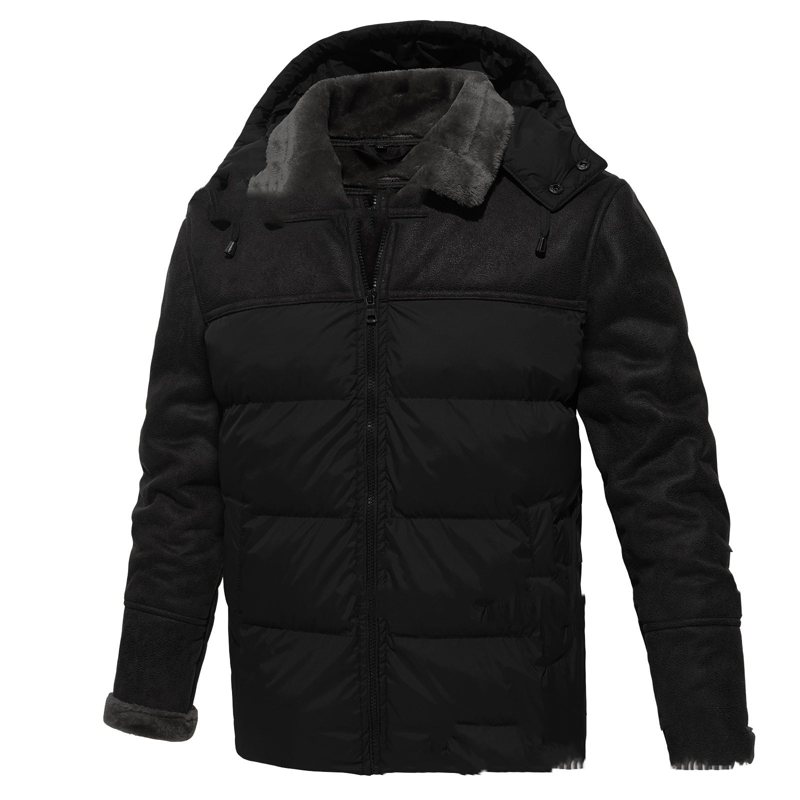 Men's Polyester Puffer Jacket - Winter Warmth & Style