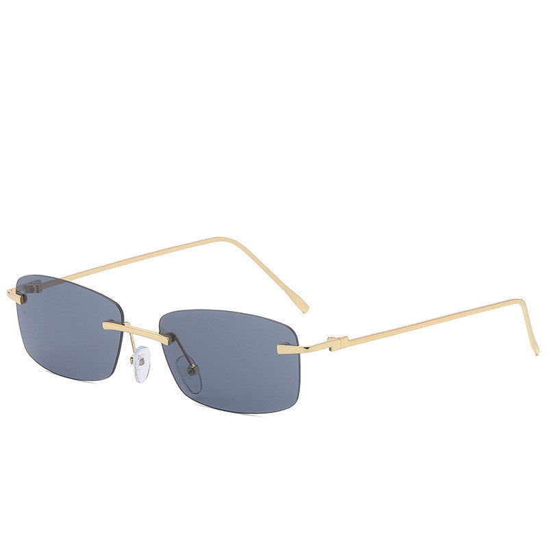 Stylish Gold-Tone Rimless Square Eyeglasses with Gradient Lenses