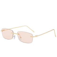 Stylish Gold-Tone Rimless Square Eyeglasses with Gradient Lenses