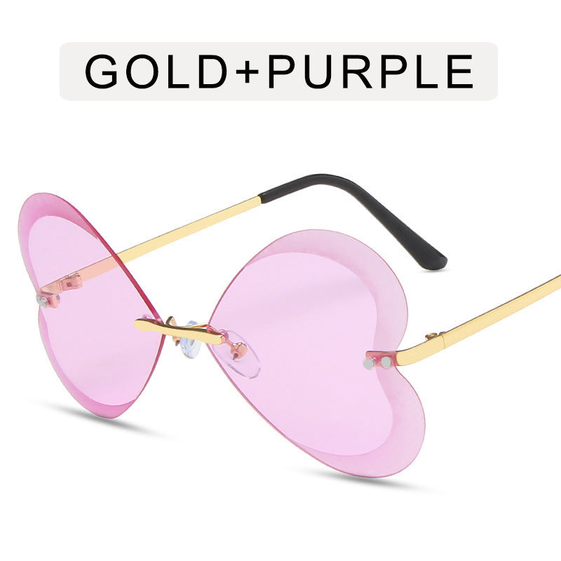 Stylish Rimless Round Sunglasses with Metal Accents