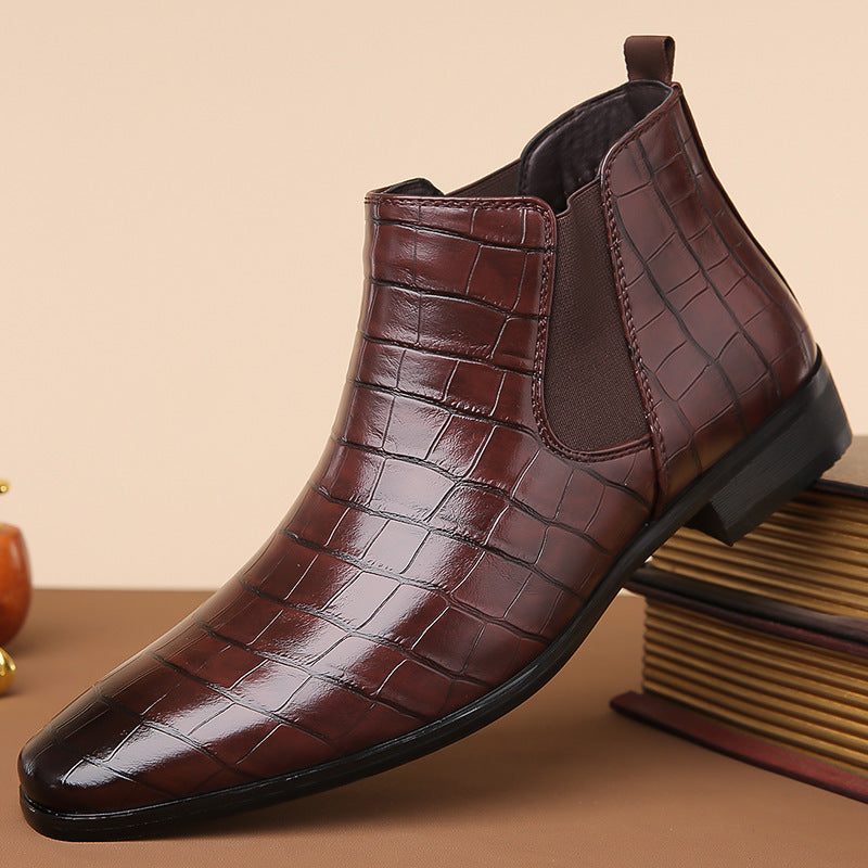 Sophisticated Crocodile Embossed Leather Chelsea Boots