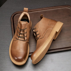 Stylish Leather Boots - Rugged Lace-Up Chukka Boots