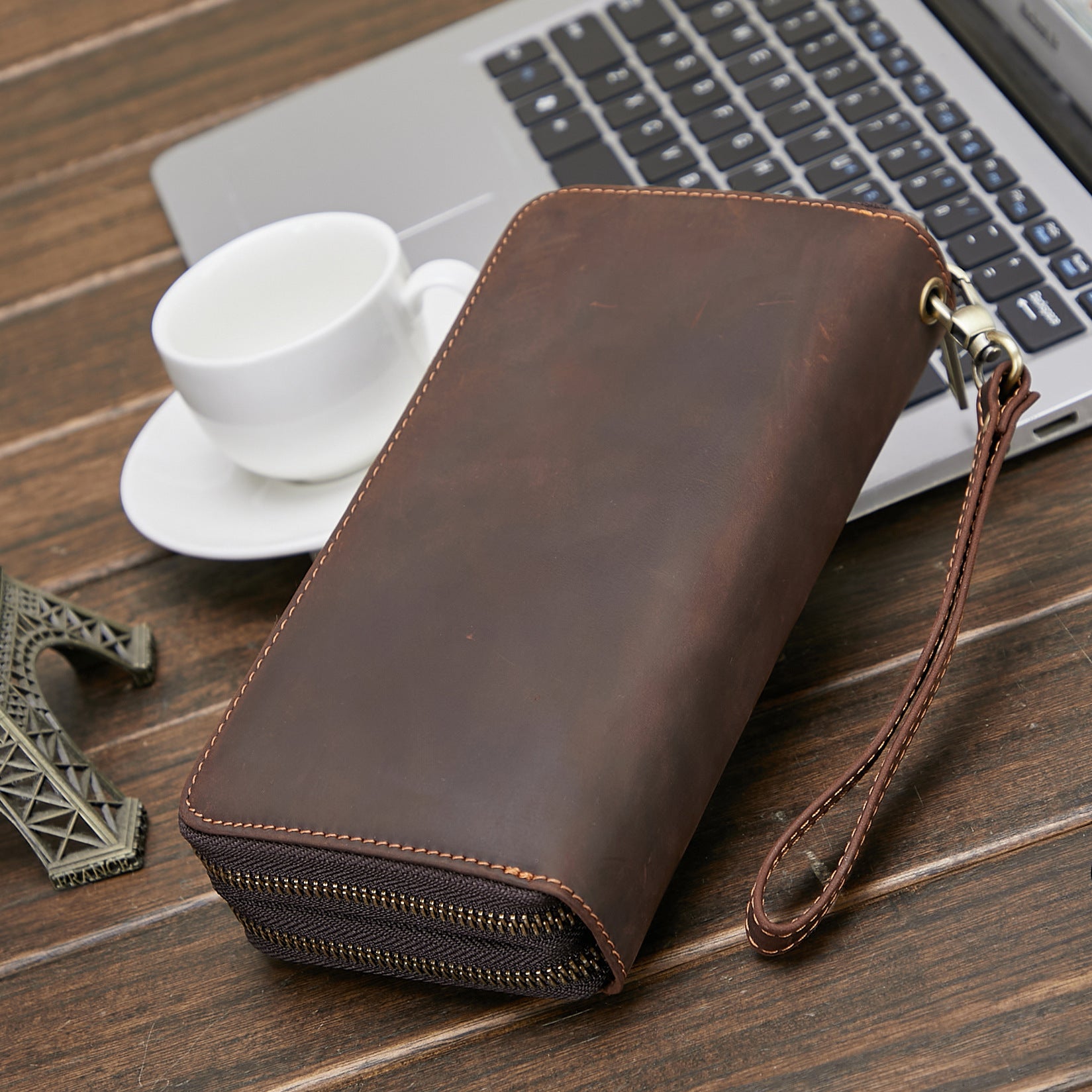 Sophisticated Leather Double Zip Wallet - Elevated Daily Carry