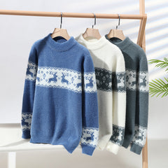 Cozy Deer Pattern Knit Pullover Sweater