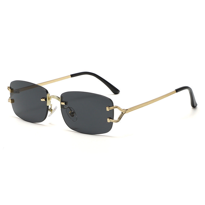 Chic Rimless Geometric Sunglasses with Sleek Metal Frames