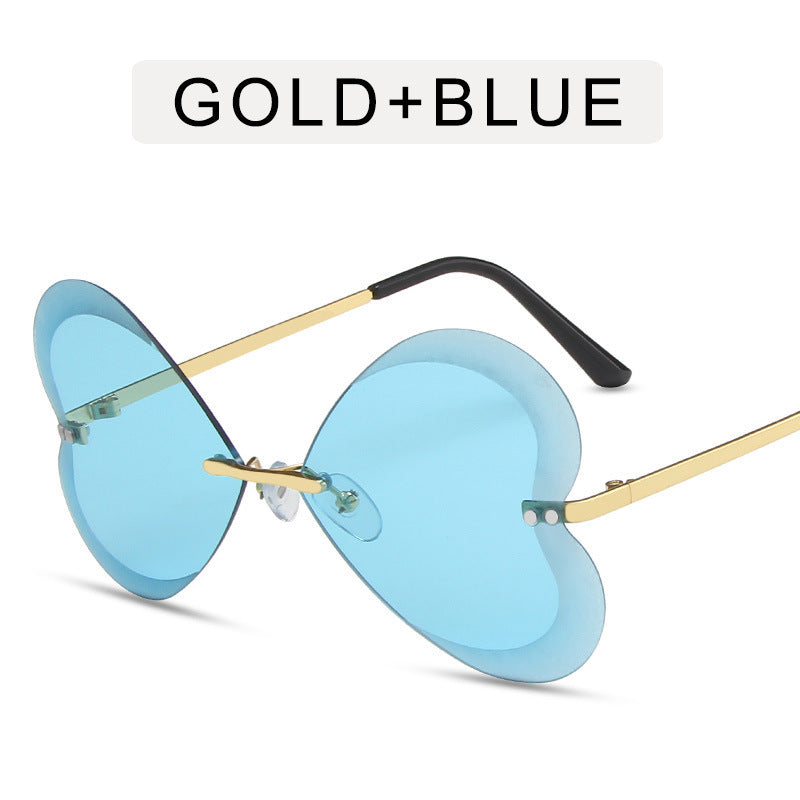 Stylish Rimless Round Sunglasses with Metal Accents