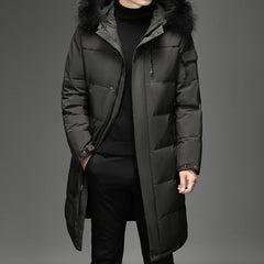 Men's Long Down Parka - Winter Coat with Hood