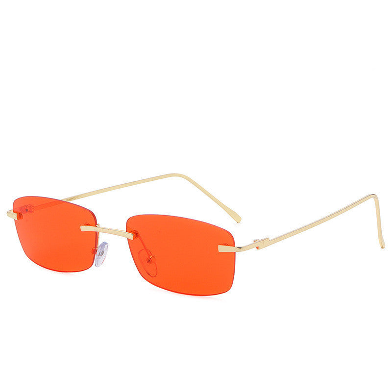 Stylish Gold-Tone Rimless Square Eyeglasses with Gradient Lenses