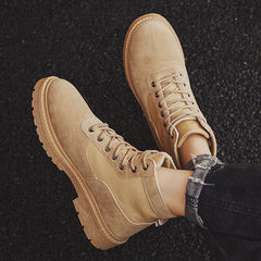 Rugged Suede Lace-Up Work Boots with Durable Sole