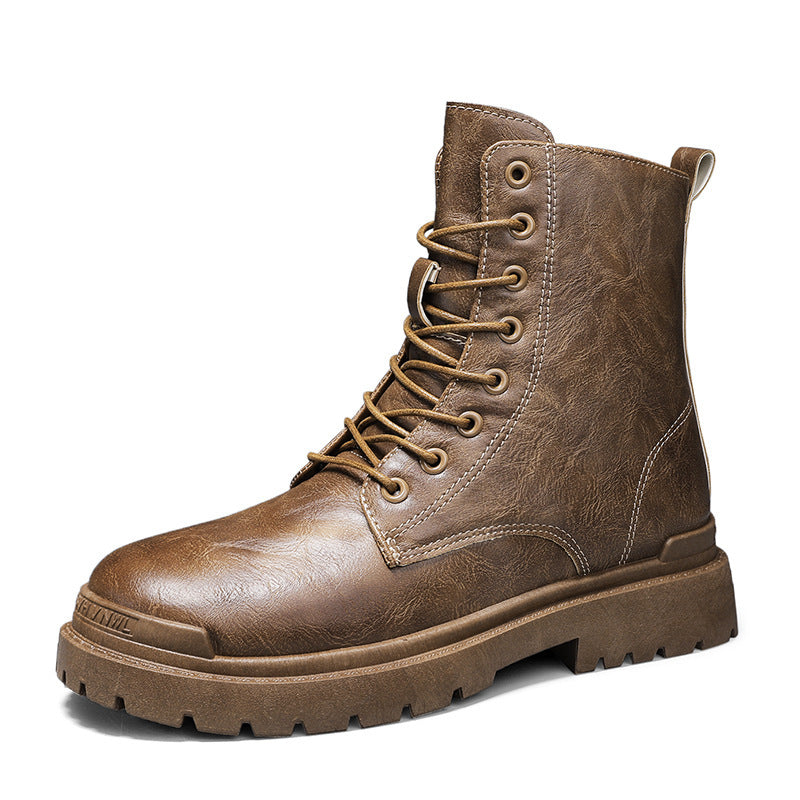 Rugged Leather Lace-Up Utility Boots for Men