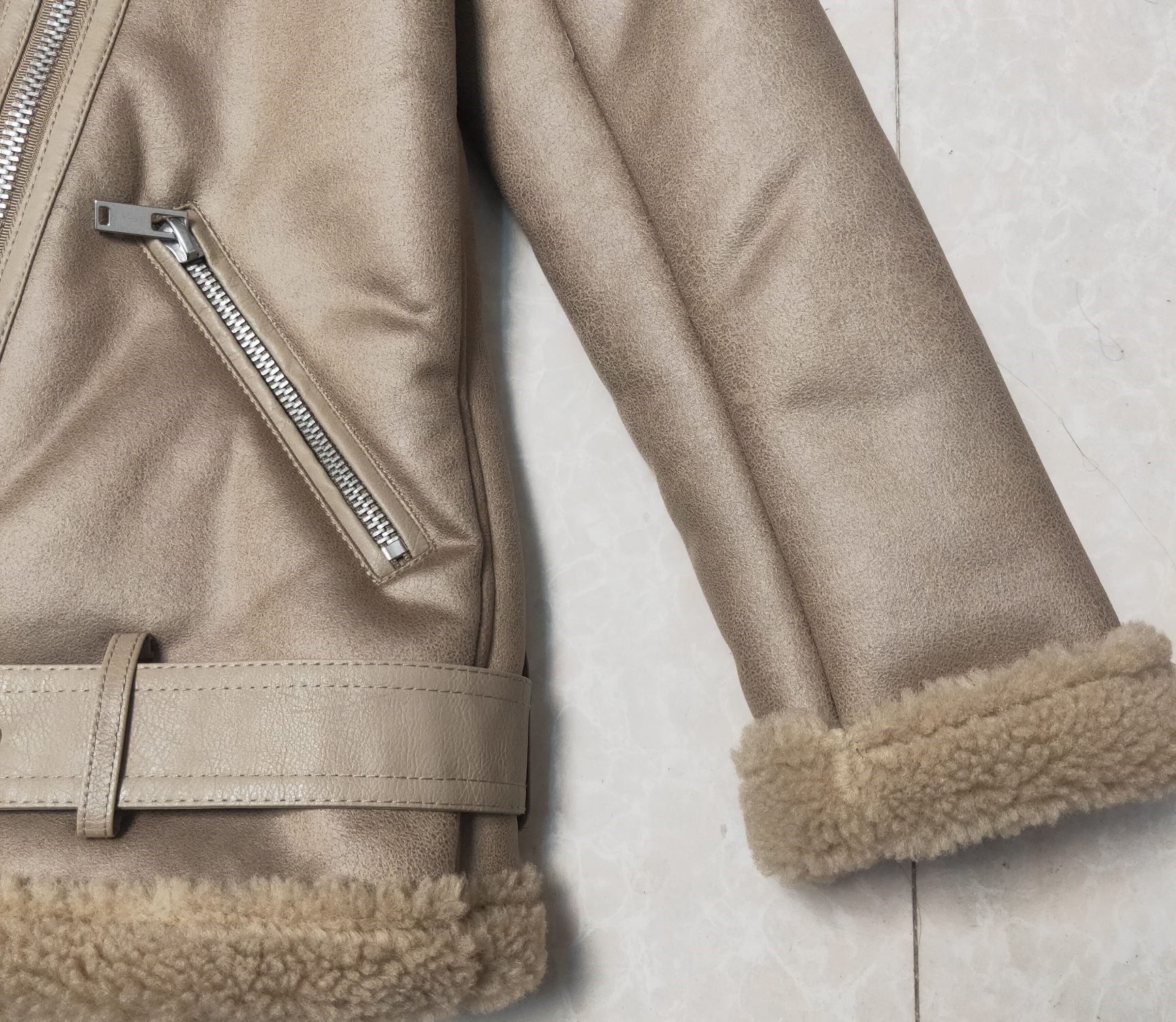 Stylish Winter Warmth Beige Aviator Jacket - Cozy & Chic