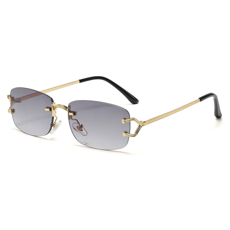 Chic Rimless Geometric Sunglasses with Sleek Metal Frames