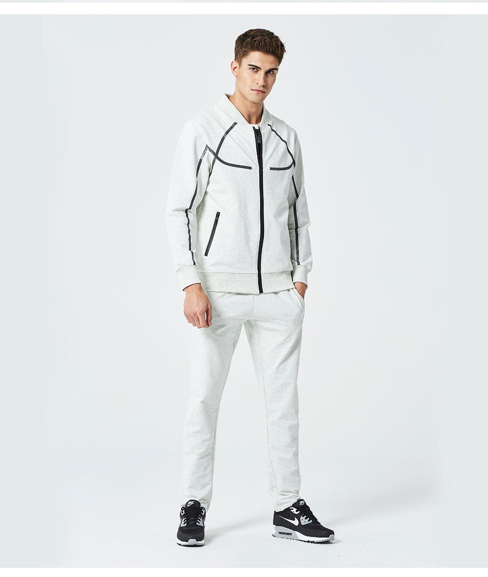 Stylish Graphic Print Zip-Up Tracksuit with Drawstring Waist