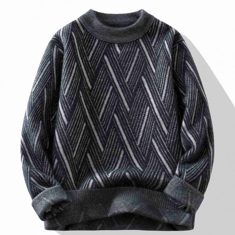 Men's Chevron Knit Sweater - Cozy & Stylish Fall Fashion