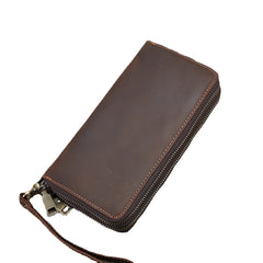 Sophisticated Leather Double Zip Wallet - Elevated Daily Carry