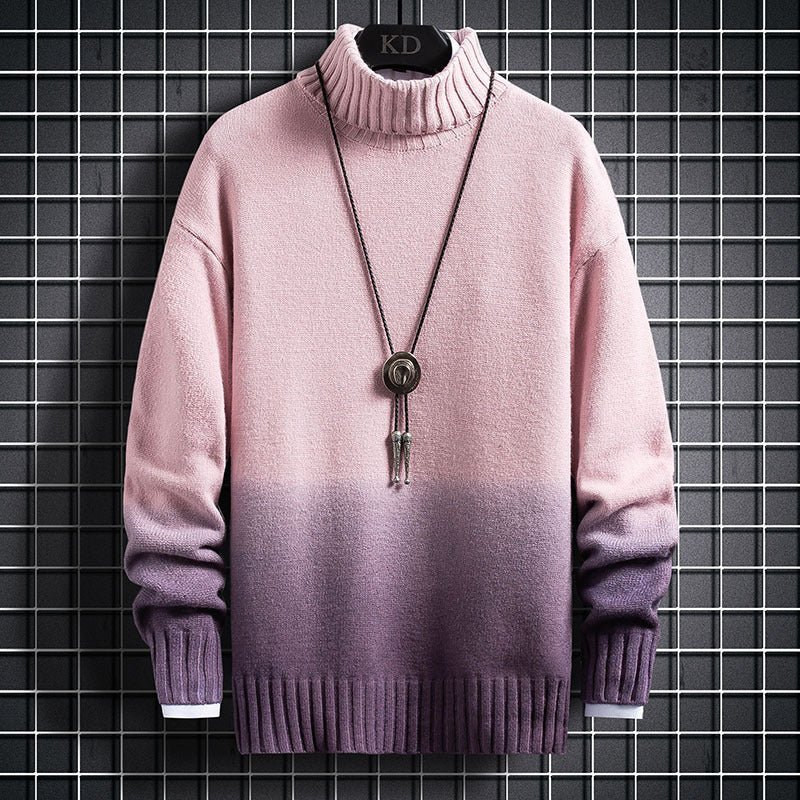 Oversized Turtleneck Ombre Knit Sweater