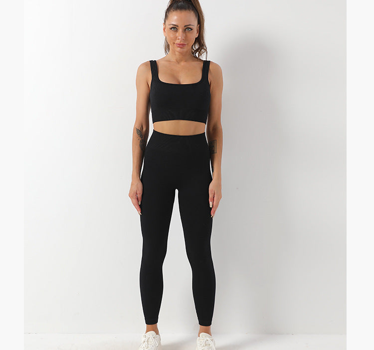 Seamless High-Waisted Workout Leggings and Sports Bra Set