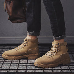 Rugged Suede Lace-Up Work Boots with Durable Sole