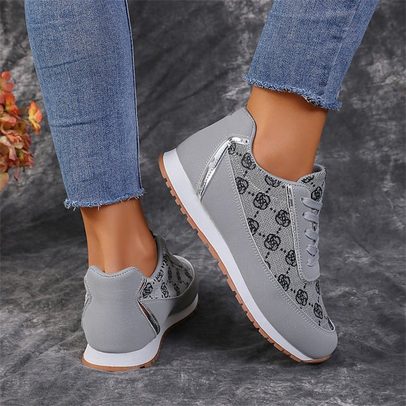 Women's Floral Print Lace-Up Sneakers