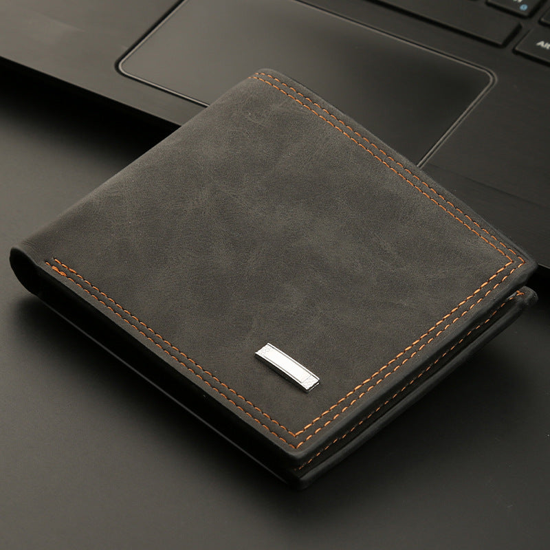 Premium Leather Bifold Wallet with Metal Accent