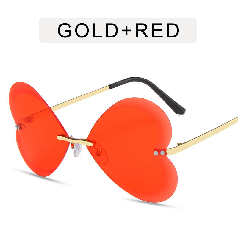 Stylish Rimless Round Sunglasses with Metal Accents