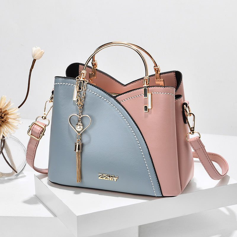 Chic and Elegant Color-Block Leather Handbag