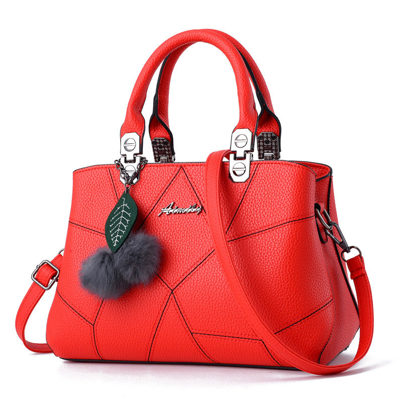 Stylish and Chic Women's Handbag with Fur Charm Accent