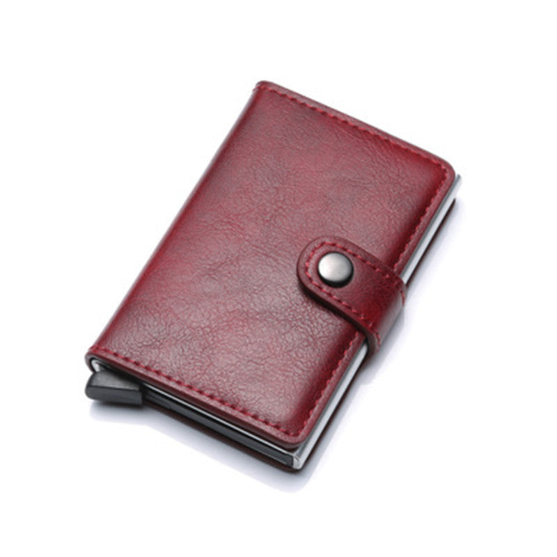 Compact Card Wallet - Elegant Burgundy Leather Wallet with Card Slots