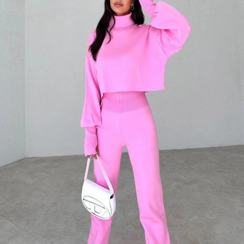 Stylish Puff Sleeve Sweater and Matching Pants Co-Ord Set