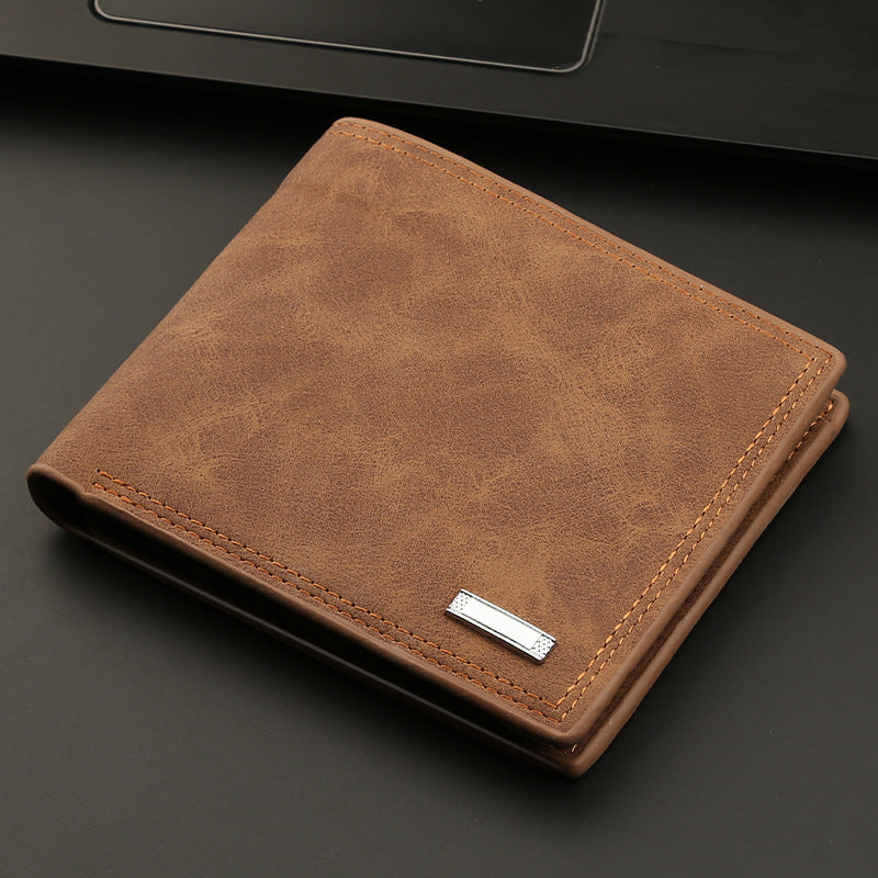 Premium Leather Bifold Wallet with Metal Accent