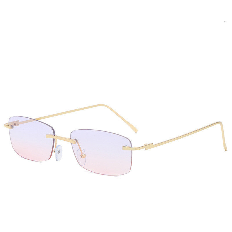 Stylish Gold-Tone Rimless Square Eyeglasses with Gradient Lenses