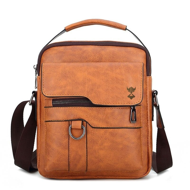 Rugged Vintage-Inspired Messenger Bag with Zipper Pockets