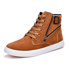 Casual High-Top Suede Sneakers with Lace-Up Closure