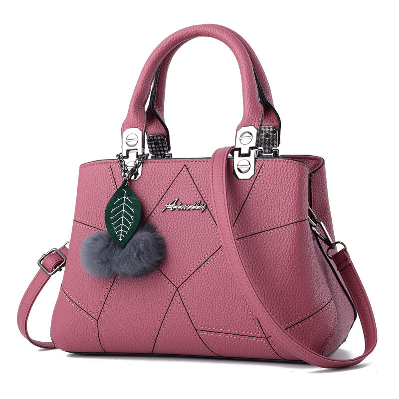 Stylish and Chic Women's Handbag with Fur Charm Accent