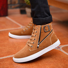 Casual High-Top Suede Sneakers with Lace-Up Closure