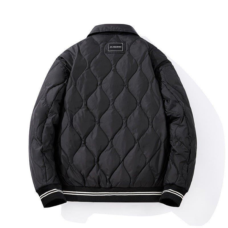 Men's Diamond Quilted Bomber Jacket - Casual Style