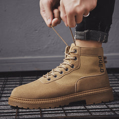 Rugged Suede Lace-Up Work Boots with Durable Sole