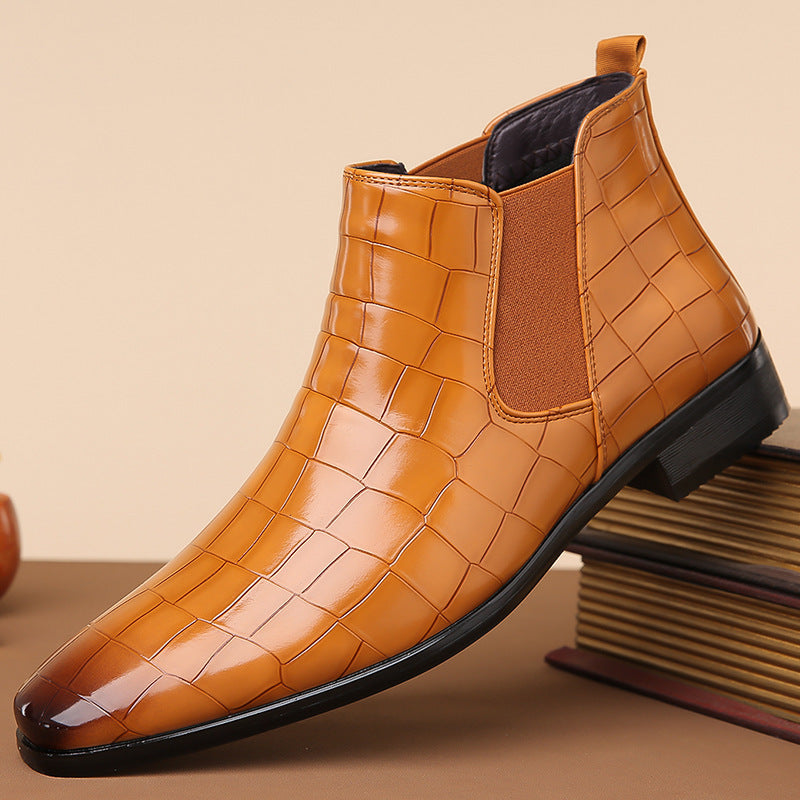 Sophisticated Crocodile Embossed Leather Chelsea Boots