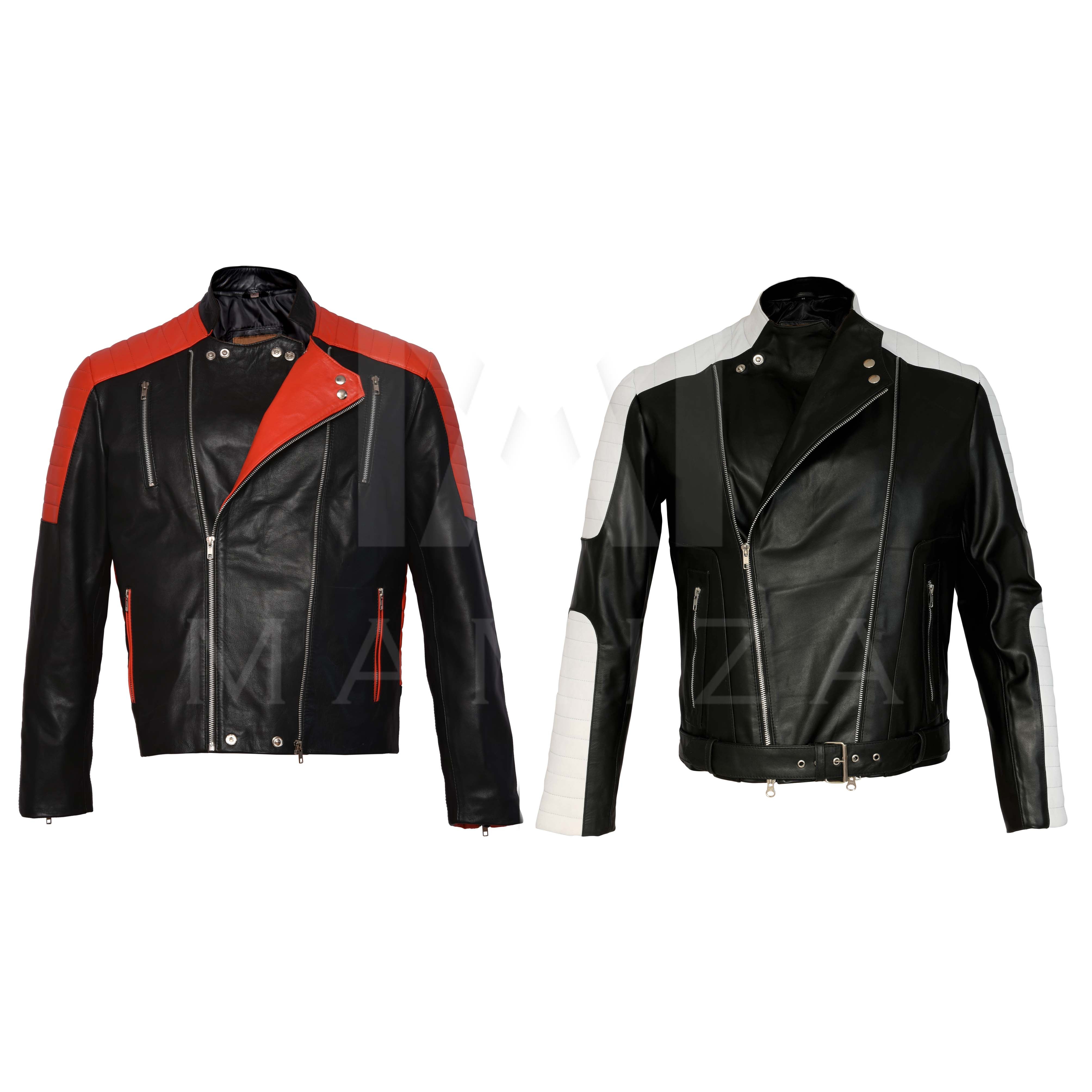 Men's Color Block Leather Biker Jackets - Stylish & Durable Motorcycle Gear