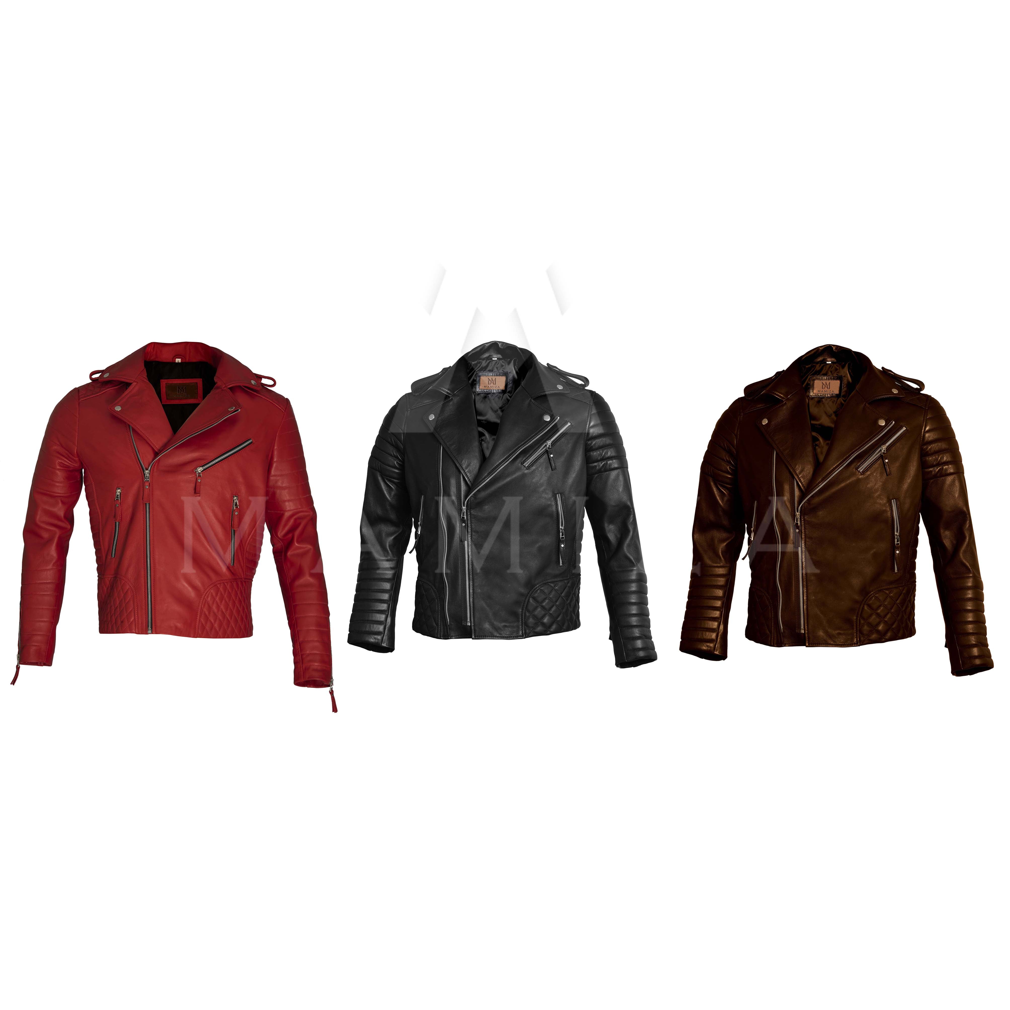 Motorcycle leather jacket - Classic Leather Jacket with Zipper Details